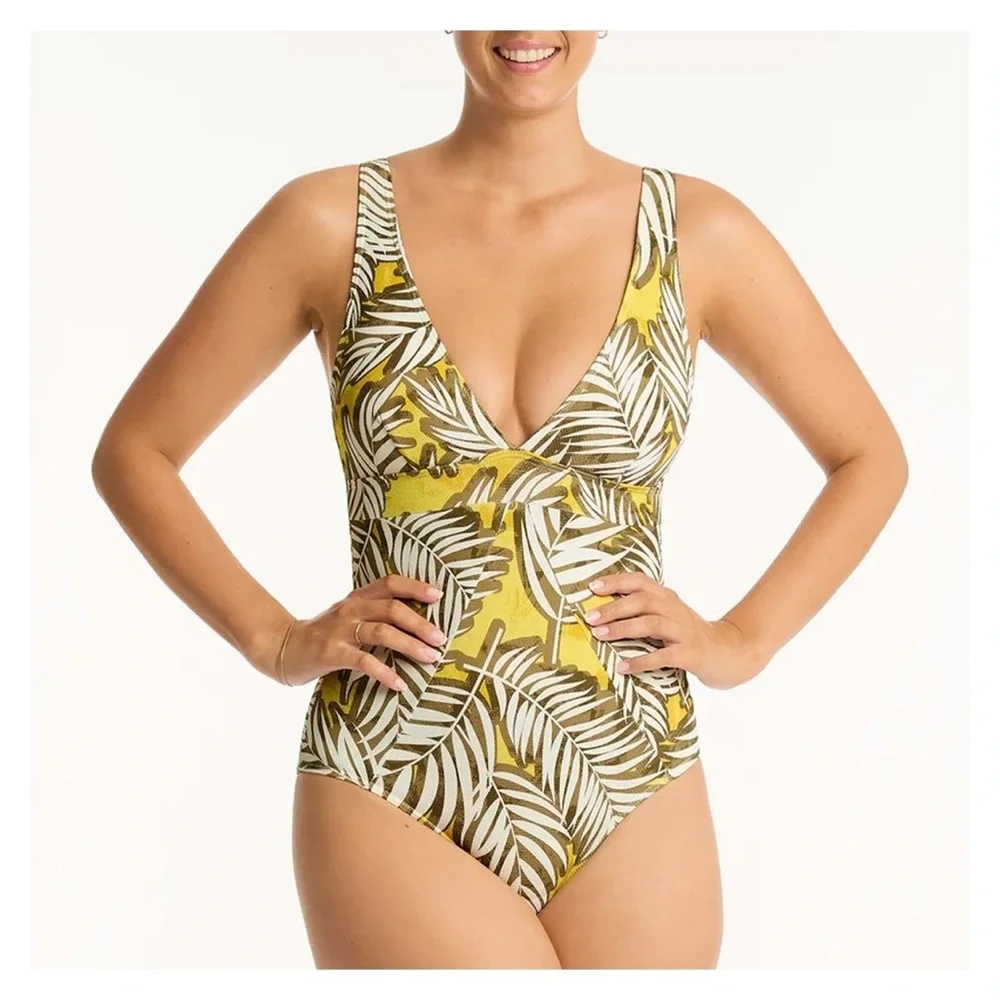 SEA LEVEL Green Palmhouse Panel‎ Line Swimsuit